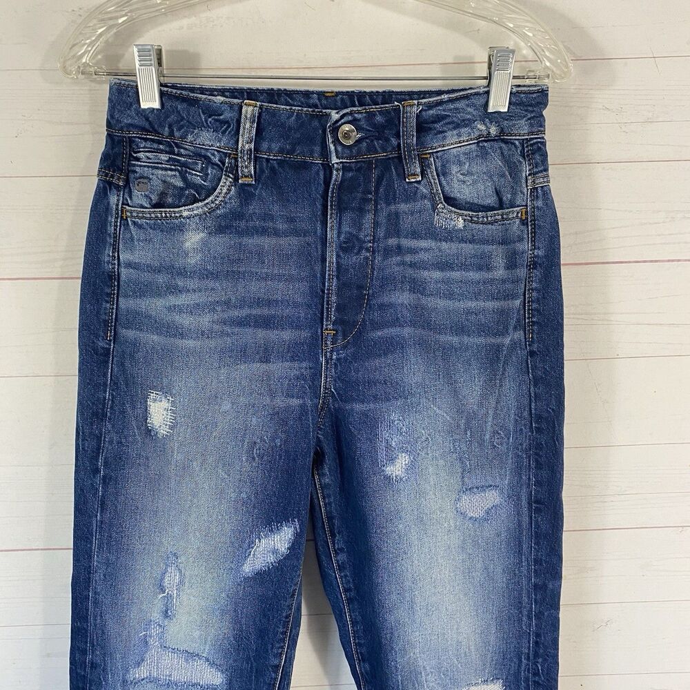 G-Star Raw Womens Midge S High Boyfriend Distressed Jeans Sz 25 Button Fly 28x26